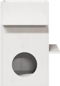 vidaXL σπιτάκι για γάτες Λευκό 43x43x60 cm από μασίφ ξύλο πεύκο
