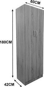 Ντουλάπα δίφυλλη Athos pakoworld σε λευκή απόχρωση 60x42x180εκ