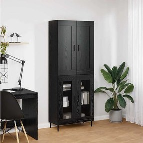 vidaXL Highboard 2 pcs Μαύρη Οξυά Επεξεργασμένο ξύλο