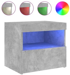 vidaXL Κομοδίνο με Φώτα LED Γκρι Σκυροδέματος 50x40x45 εκ.
