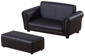 Παιδικό καναπεδάκι HOMCOM με υποπόδιο, παιδικός καναπές με υποπόδιο, παιδικός καναπές, μαύρος, 83 x 42 x 41 εκ.