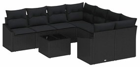 vidaXL Σετ Καναπέ Κήπου με μαξιλάρι 9 pcs Μαύρο 55 x 55 x 37 εκ