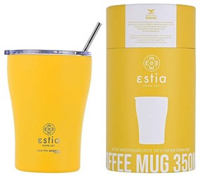 Estia 01-12458 Save The Aegean Ποτήρι Θερμός με Καλαμάκι 350ml, Pineapple Yellow