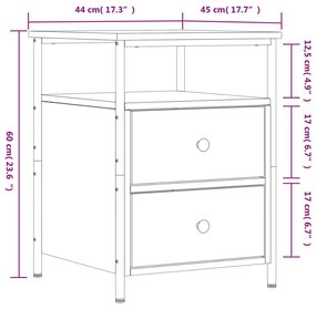 Κομοδίνο Μαύρο 44 x 45 x 60 εκ. από Επεξεργασμένο Ξύλο - Μαύρο