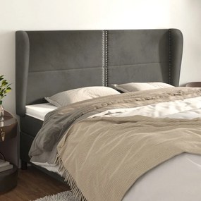 Κεφαλάρι με Πτερύγια Σκούρο Γκρι 183x23x118/128 εκ. Βελούδινο 3117877
