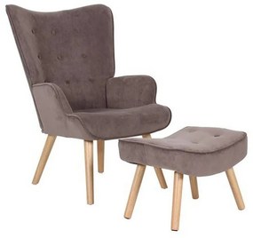 Πολυθρόνα & Σκαμπό Σετ Alma Ε7141,8 69x76x97/52x38x35cm Brown Velure Fabric