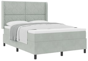 vidaXL κρεβάτι Box Spring με στρώμα  ανοιχτό γκρι 140x200 εκ. βελούδο