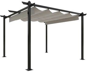 vidaXL Κιόσκι Κήπου με Πτυσσόμενη Οροφή Κρεμ 3 x 3 μ.