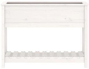 vidaXL Ζαρντινιέρα με Ράφι Λευκή 111,5x34,5x81 εκ. Μασίφ Ξύλο Πεύκου