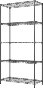 HOME USE μεταλλική ραφιέρα HUH-0270 με 5 ράφια, 90x35x175cm, μαύρη