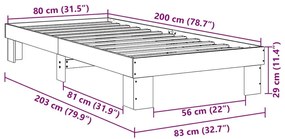 Πλαίσιο κρεβατιού χωρίς στρώμα 80x200 cm μασίφ ξύλο δρυς - Καφέ