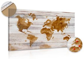Εικόνα σε χάρτη περίγραμμα από φελλό σε ξύλινο φόντο - 120x80  wooden