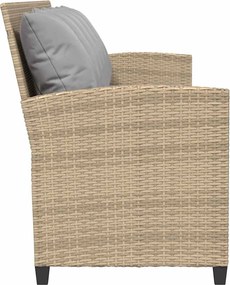 vidaXL Καναπές κήπου 5θέσιος με μαξιλάρια Μπεζ Poly Rattan