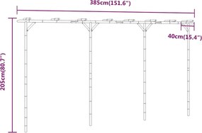 vidaXL Πέργκολα 385 x 40 x 205 εκ. από Μπαμπού