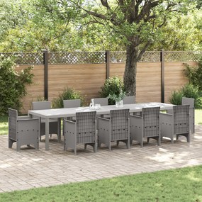vidaXL Τραπέζι Κήπου Ανοιχτό Γκρι 350x100x73 cm Poly Rattan