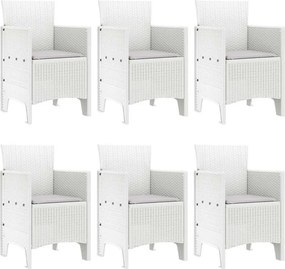 vidaXL Σέτ φαγητού για κήπο 7 pcs Λευκό Rattan Polt
