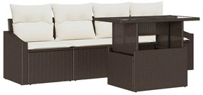 vidaXL Σετ Καναπέ Κήπου 5 pcs Καφέ και κρεμ 100 x 55 x 73 εκ