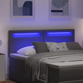 vidaXL LED κεφαλάρι Γκρι 160 cm Τεχνητό Δέρμα