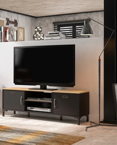 Insi Manchester Έπιπλο τηλεόρασης 136x40x47εκ. Helvezia Oak / Black  015.GM36