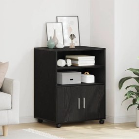 vidaXL Ντουλαπιού Μαύρη Οξυά 60 x 48 x 74.5 εκ Με ρόδες