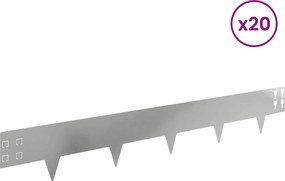 vidaXL Περίγραμμα γκαζόν 20 τμχ. 100 x 15 cm Γαλβανισμένος Χάλυβας