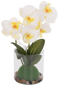 Διακοσμητικό Συνθετικό Φυτό Λουλούδι PHALAENOPSIS C4738 σε Γυάλινο Βάζο 12x24x30Υεκ 12x24x30 εκ.