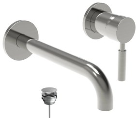 La Torre New Tech Inox Μπαταρία Νιπτήρος Εντοιχισμού 2 Οπών+Βαλβίδα clic-clac 12208-110 R0338-110