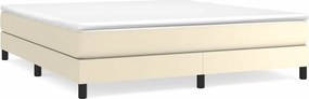 VidaXL Κρεβάτι Boxspring με Στρώμα Κρεμ 160x200εκ. από Συνθετικό Δέρμα