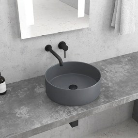KARAG LT 3134 Νιπτήρας Επικαθήμενος Γκρι Ματ Πορσελάνη Ø35,5x12cm
