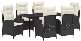 vidaXL Σέτ φαγητού για κήπο 7 pcs Μαύρο συνθετικό ρατάν