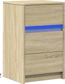 vidaXL Κομοδίνο με Φώτα LED Sonoma Δρυς Επεξεργασμένο Ξύλο