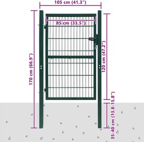 vidaXL Πόρτα Περίφραξης 2D (Μονή) Πράσινη 100x120 εκ.