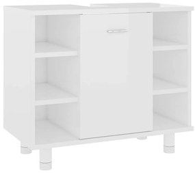 vidaXL Ντουλάπι Νιπτήρα Γυαλιστερό Λευκό 60x32x53,5 εκ. Επεξ. Ξύλο