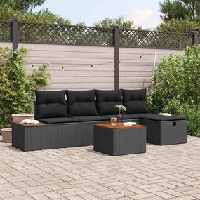 vidaXL Σετ Καναπέ Κήπου 6 pcs Μαύρο 55 x 62 x 69 εκ Πολυ ράταν