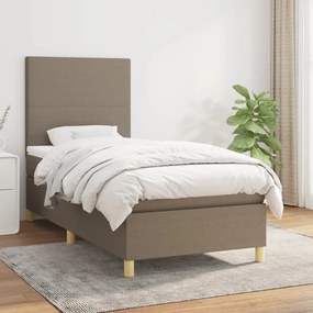 vidaXL Κρεβάτι Boxspring με Στρώμα Taupe 100 x 200 εκ. Υφασμάτινο