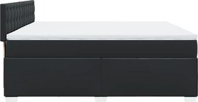 vidaXL Κρεβάτι Boxspring με Στρώμα Μαύρο 200x200 εκ. Συνθετικό Δέρμα