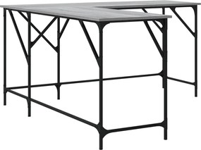 vidaXL Γραφείο Γκρι Sonoma 149x149x75 εκ. από Επεξεργασμένο Ξύλο