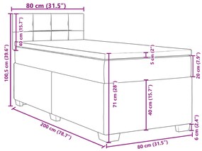 Κρεβάτι Boxspring με Στρώμα Μαύρο 80 x 200 εκ. Βελούδινο - Μαύρο