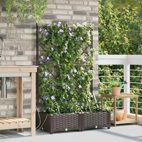 vidaXL Γλάστρες Κήπου 1 τεμ Καφασωτό Καφέ 80 x 40 x 126 cm Πλαστικό