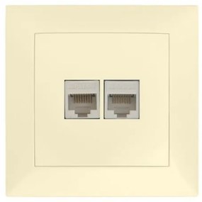 Πρίζα Δικτύου RJ45 Κατηγορία 6 Διπλή Πλήρης Lumen-15-02002-Μπεζ 15-02002