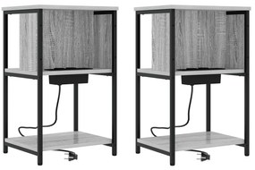 vidaXL Κομοδίνο 2 pcs Γκρι sonoma 38 x 31 x 61 εκ Επεξεργασμένο ξύλο