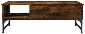 vidaXL Τραπεζάκι Σαλονιού Καπνιστή Δρυς 100x50x35 εκ. Επ. Ξύλο/Μέταλλο