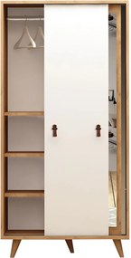 Διφυλλη Ντουλαπα Συρομενη Δρυς/Λευκο YAHHA 52x120x182