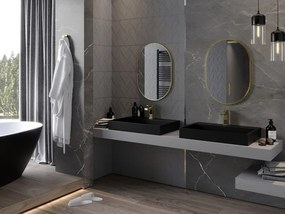 Mexen Loft Οβάλ καθρέφτης μπάνιου 70 x 50 cm, χρυσή βουρτσισμένη κορνίζα