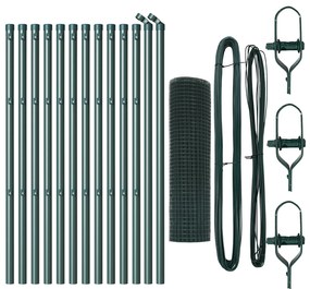 vidaXL Φράχτης  Welded Wire με 13 Πόρους Πράσινος 0.8x25 μ Μέταλλο