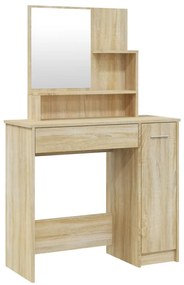 vidaXL Μπουντουάρ με Καθρέφτη Sonoma Δρυς 86,5x35x136 εκ.