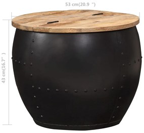vidaXL Τραπεζάκι Σαλονιού Στρογγυλό 53 x 43 εκ. από Μασίφ Ξύλο Μάνγκο