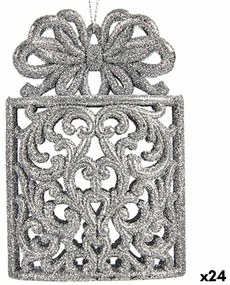 Χριστουγεννιάτικο Στολίδι Krist+ Ασημί Πλαστική ύλη Γκλίτερ Συσκευασία Δώρου 7,5 x 11,5 x 4 cm (24 Μονάδες)