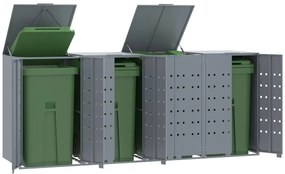 vidaXL Πλαίσιο Κάδων Απορριμμάτων 4 Κάδοι Γκρι 276x79x117 εκ. Ατσάλι