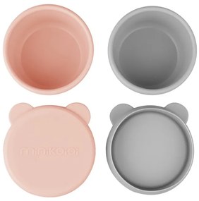 Μπoλ Σιλικόνης με καπάκι 2τμχ MinikOiOi Mini Bites Pink/Grey